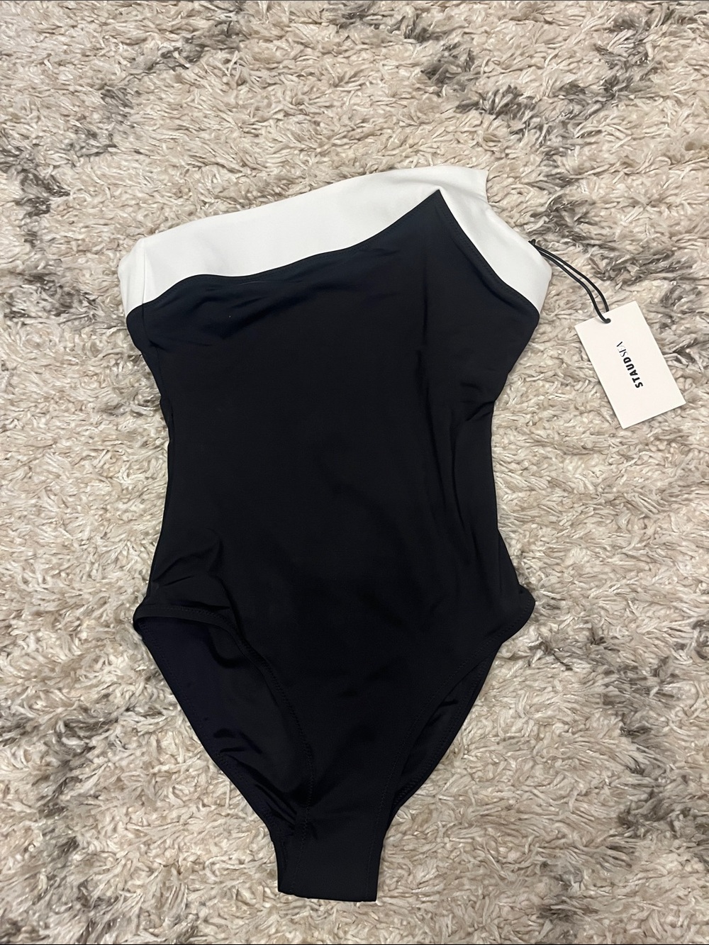 Staud Alexandra one piece swimsuit. Black. White. Size xs. New with tags.